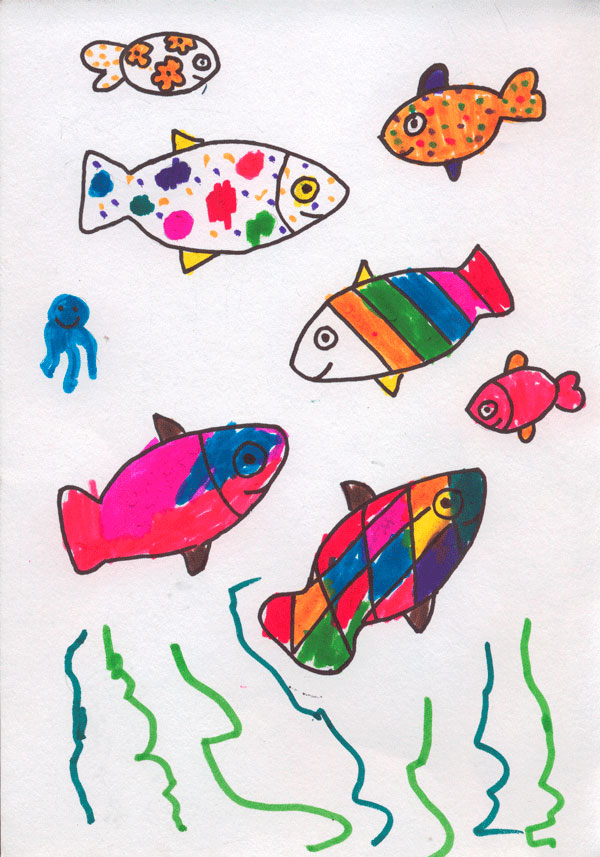 Разноцветные рыбки (Дарина, 3 года)
